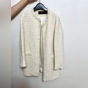 Zara off white tweed jacket